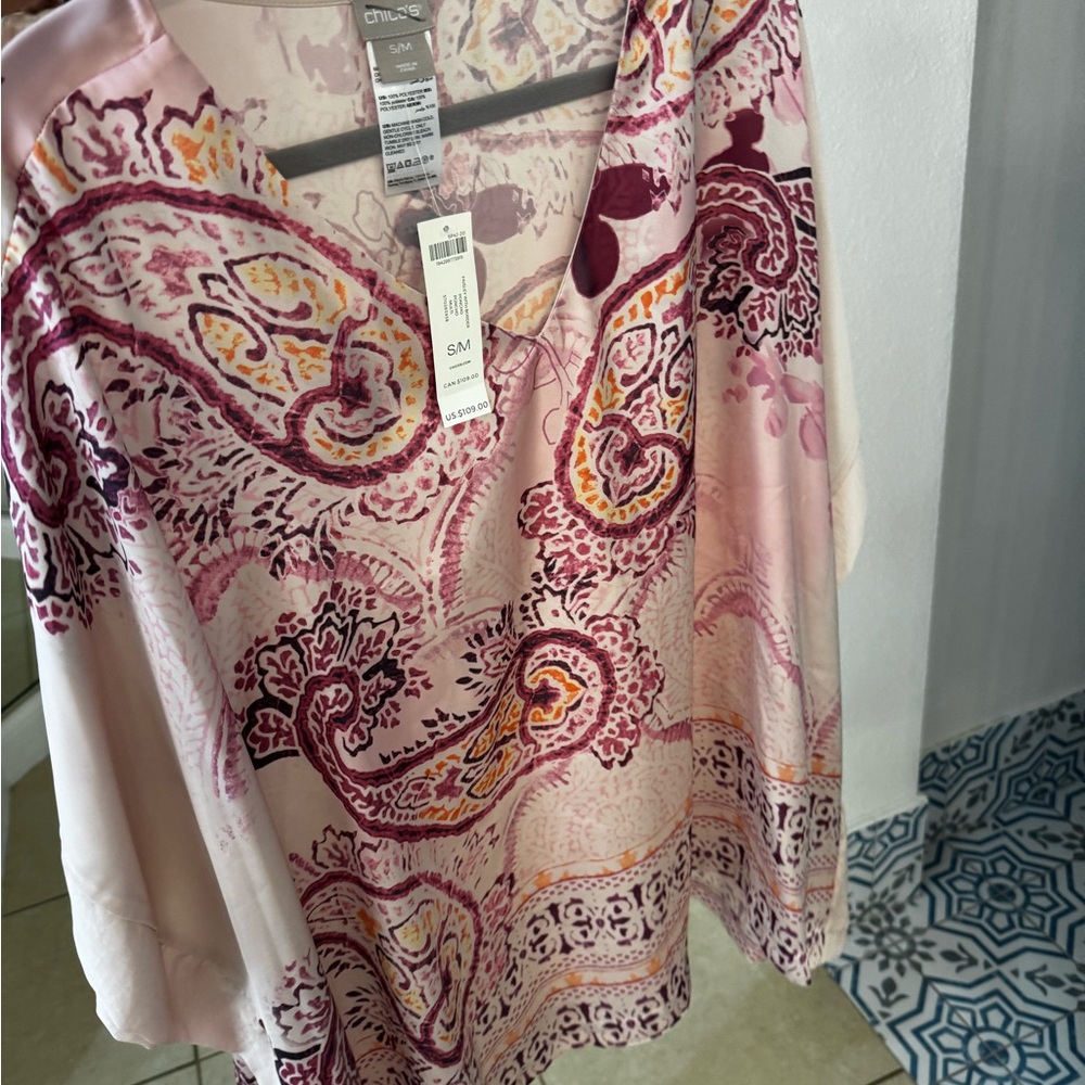 Chico's Pink Paisley Poncho